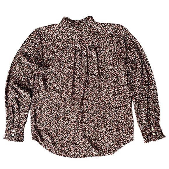 Loft Blouse Button Up Floral Print Women’s Petite XS Ruffle Hem Stand Up Collar - Picture 3 of 14